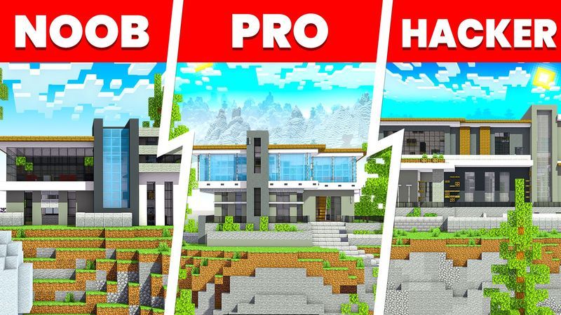 Noob Pro Hacker Mansions on the Minecraft Marketplace by 5 Frame Studios