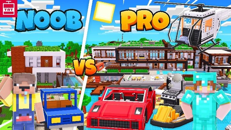 Modern Mansion Noob vs Pro on the Minecraft Marketplace by TNTgames Modern Mansion Noob vs Pro on the Minecraft Marketplace by TNTgames