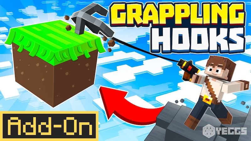Grappling Hooks AddOn on the Minecraft Marketplace by Yeggs