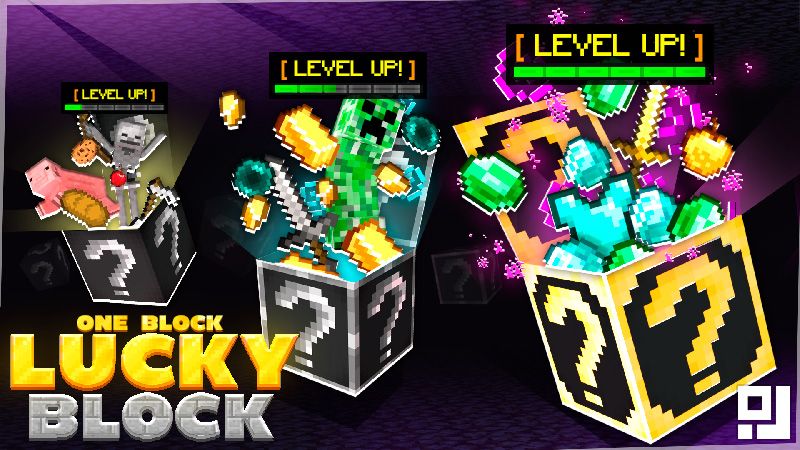 Check out SkyBlock Lucky Block, a community creation available in the  Minecraft marketplace.