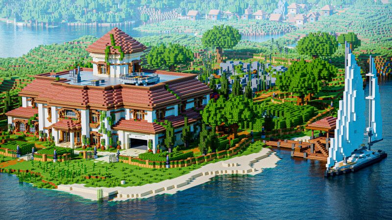 Posh Beach Mansion on the Minecraft Marketplace by CrackedCubes
