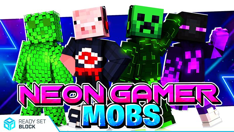 Neon Gamer Mobs on the Minecraft Marketplace by Ready, Set, Block!