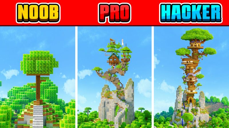 Treehouse Noob Pro Hacker on the Minecraft Marketplace by Pixell Studio Treehouse Noob Pro Hacker on the Minecraft Marketplace by Pixell Studio