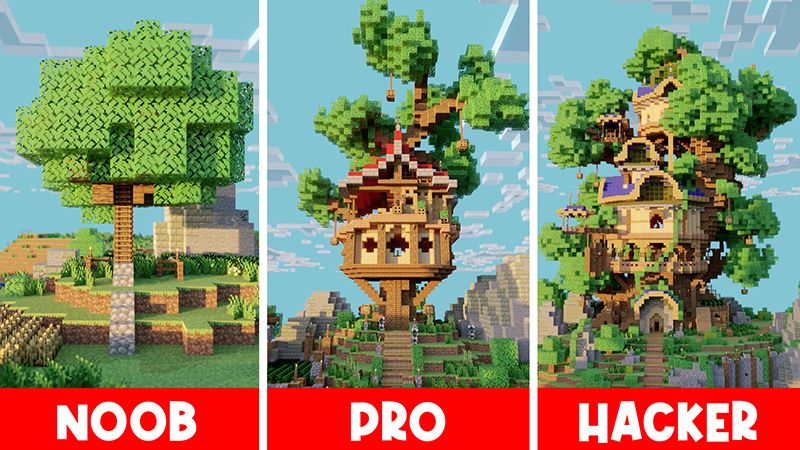 TreeHouse Noob x Pro x Hacker on the Minecraft Marketplace by Diluvian TreeHouse Noob x Pro x Hacker on the Minecraft Marketplace by Diluvian