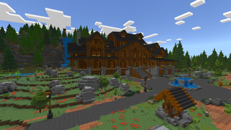 Rustic Log Mansion 2 by CrackedCubes