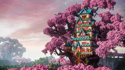 Mega Cherry Treehouse on the Minecraft Marketplace by CrackedCubes