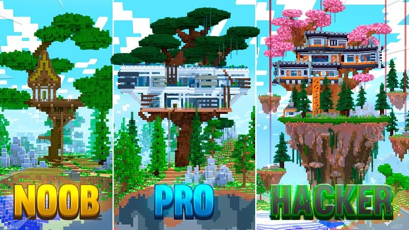 Noob X Pro X Hacker TreeHouse on the Minecraft Marketplace by Street Studios Noob X Pro X Hacker TreeHouse on the Minecraft Marketplace by Street Studios