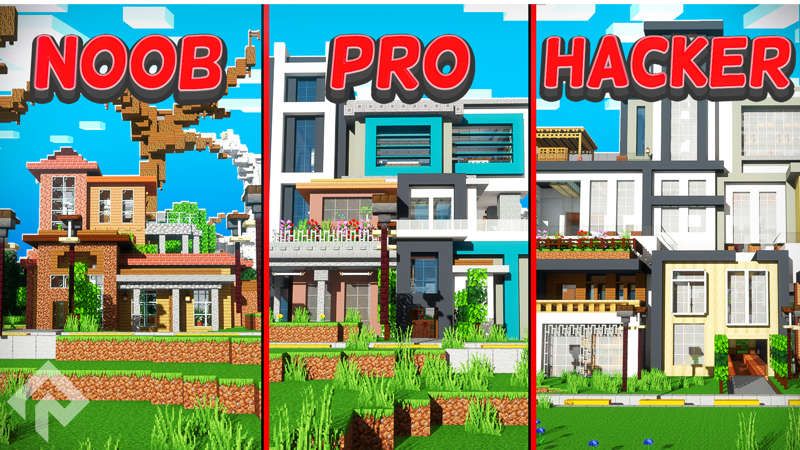 Noob Vs Pro Vs Hacker Mansions By Rareloot Minecraft Marketplace Map Minecraft Marketplace