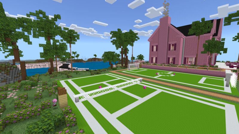 Cute Pink Modern Mansion by CrackedCubes