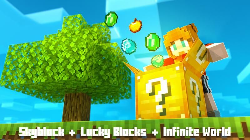 Infinity Lucky Block Skyblock on the Minecraft Marketplace by Cubed Creations Infinity Lucky Block Skyblock on the Minecraft Marketplace by Cubed Creations