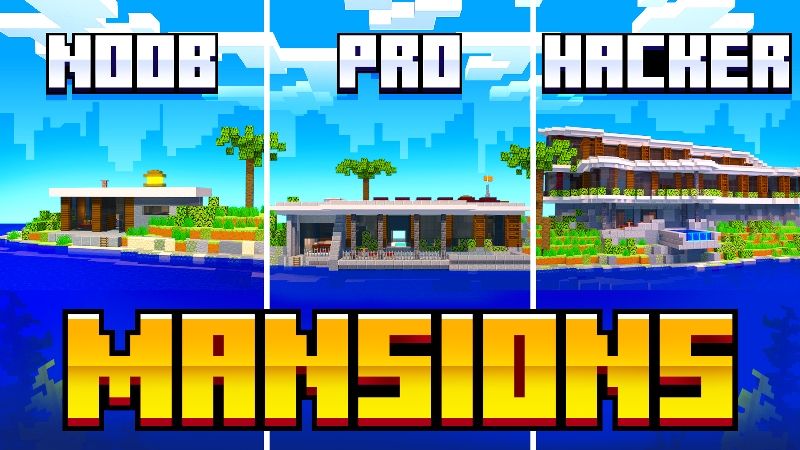 Noob vs Pro vs Hacker Mansions on the Minecraft Marketplace by Tristan Productions