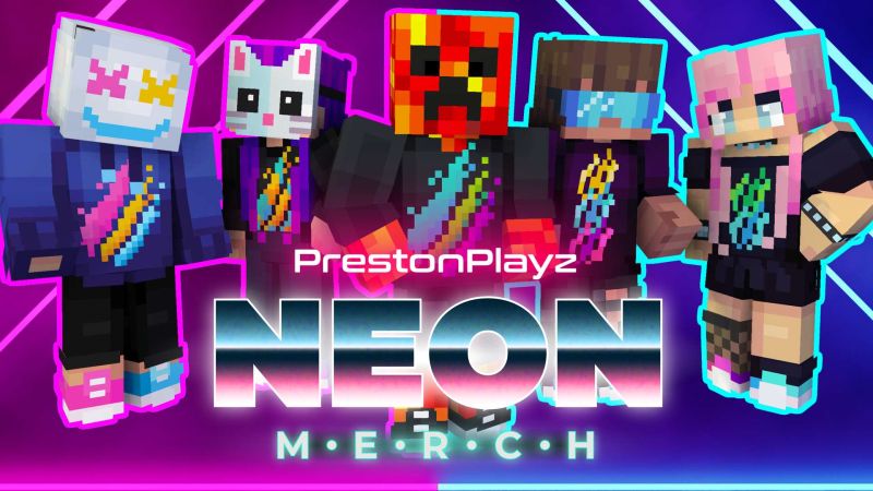 PrestonPlayz Neon Merch on the Minecraft Marketplace by Meatball Inc PrestonPlayz Neon Merch on the Minecraft Marketplace by Meatball Inc