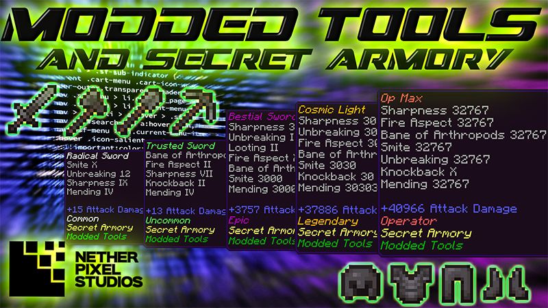 Modded Tools and Secret Armory on the Minecraft Marketplace by Netherpixel Modded Tools and Secret Armory on the Minecraft Marketplace by Netherpixel