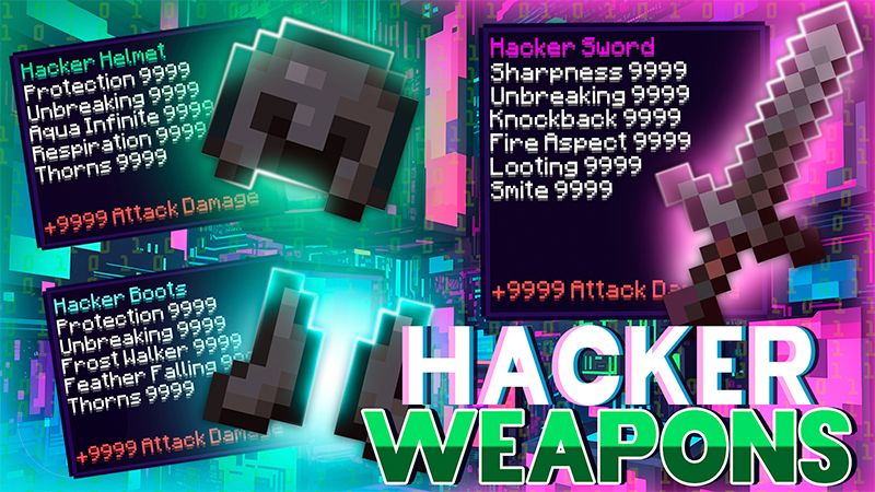 Hacker Weapons on the Minecraft Marketplace by AquaStudio Hacker Weapons on the Minecraft Marketplace by AquaStudio