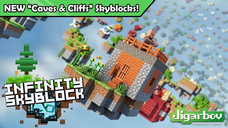 Infinity Skyblock on the Minecraft Marketplace by Jigarbov Productions Infinity Skyblock on the Minecraft Marketplace by Jigarbov Productions