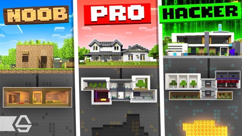 Noob VS Pro VS Hacker Bunkers on the Minecraft Marketplace by Diamond Studios