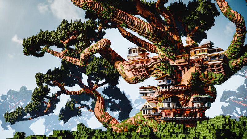 Giant Bonsai Treehouse on the Minecraft Marketplace by CrackedCubes