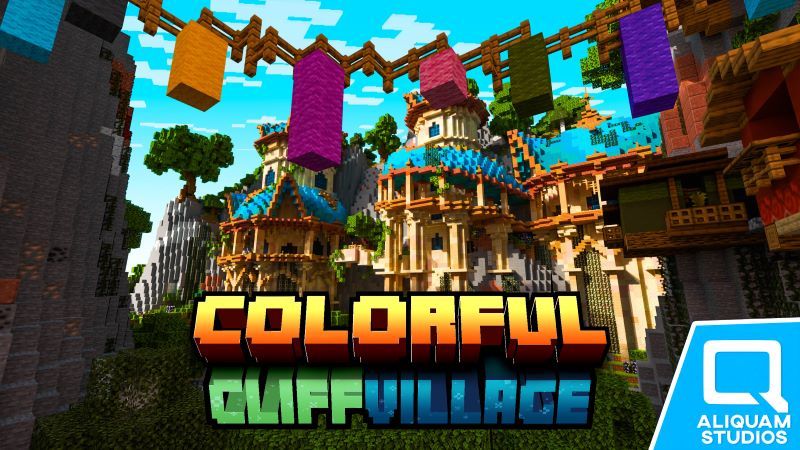 Colorful Cliff Village on the Minecraft Marketplace by Aliquam Studios