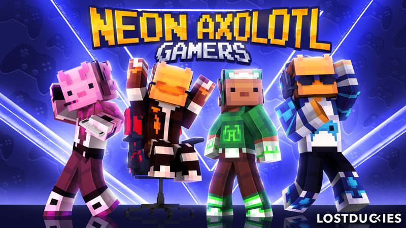 Neon Axolotl Gamers on the Minecraft Marketplace by Lostduckies