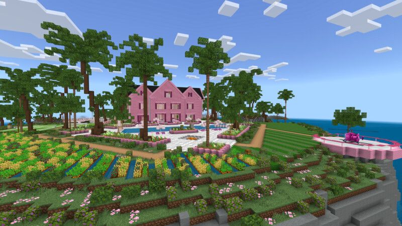 Cute Pink Modern Mansion by CrackedCubes