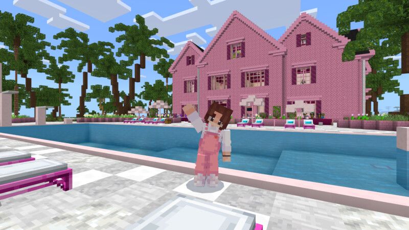 Cute Pink Modern Mansion by CrackedCubes