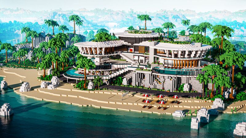 Beachside Mansion on the Minecraft Marketplace by CrackedCubes