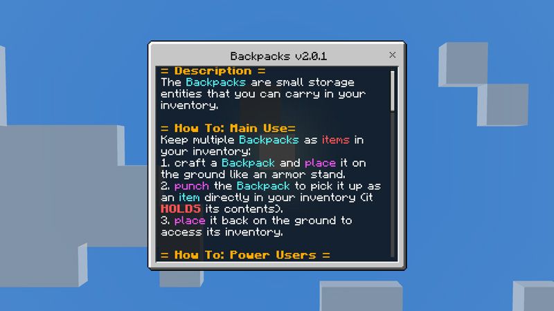 Backpacks 2.0.1 by Scai Quest