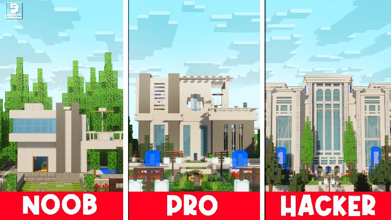 Mansion Noob vs Pro vs Hacker on the Minecraft Marketplace by Diluvian