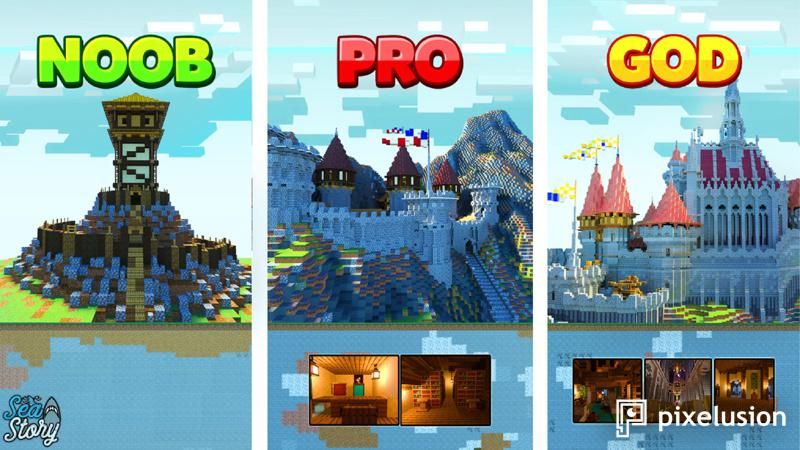 NOOB vs PRO vs GOD Castles on the Minecraft Marketplace by Pixelusion NOOB vs PRO vs GOD Castles on the Minecraft Marketplace by Pixelusion