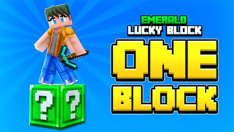 Emerald Lucky Block One Block on the Minecraft Marketplace by Wonder