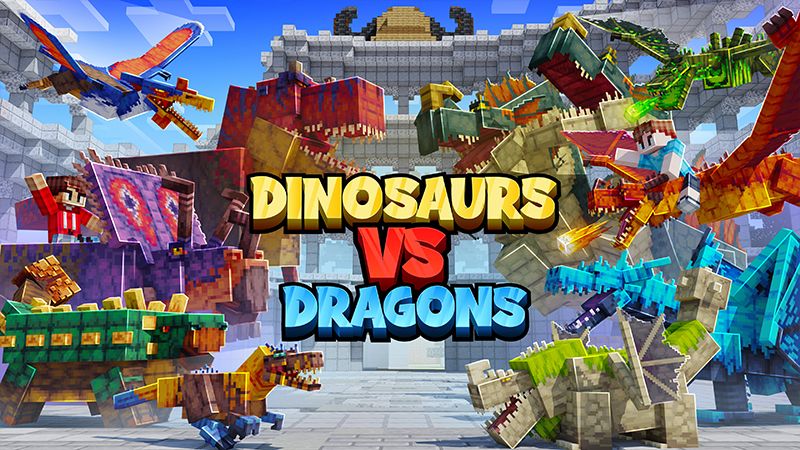 Dinosaurs VS Dragons on the Minecraft Marketplace by Odyssey Builds Dinosaurs VS Dragons on the Minecraft Marketplace by Odyssey Builds